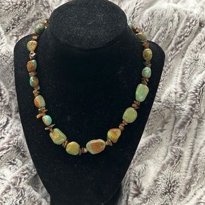 Natural Green Turquoise Statement Necklace